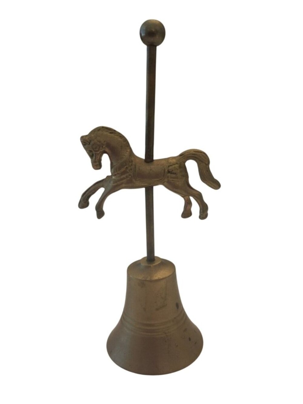 Vintage Brass Carousel Horse Bell Figurine Mid Century Decorative Collectible